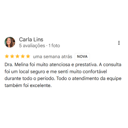 Depoimento Google Dra. Melina Teixeira