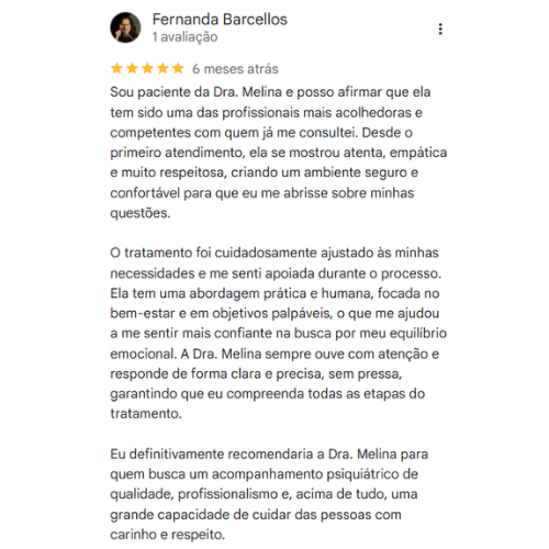 Depoimento Google Dra. Melina Teixeira